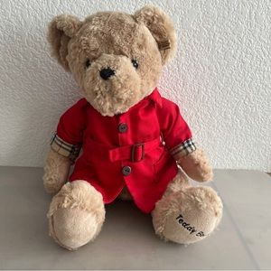cute teddy bear plush red Dust coat bear toy doll  kid's toy birthday gift 16"